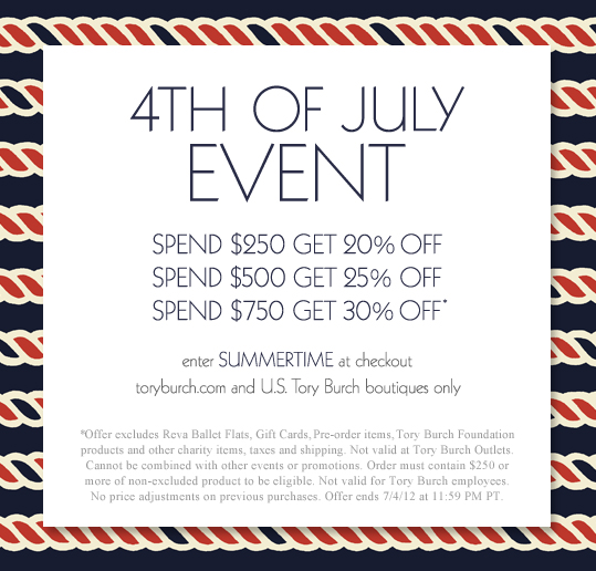 tory burch 4th of july sale