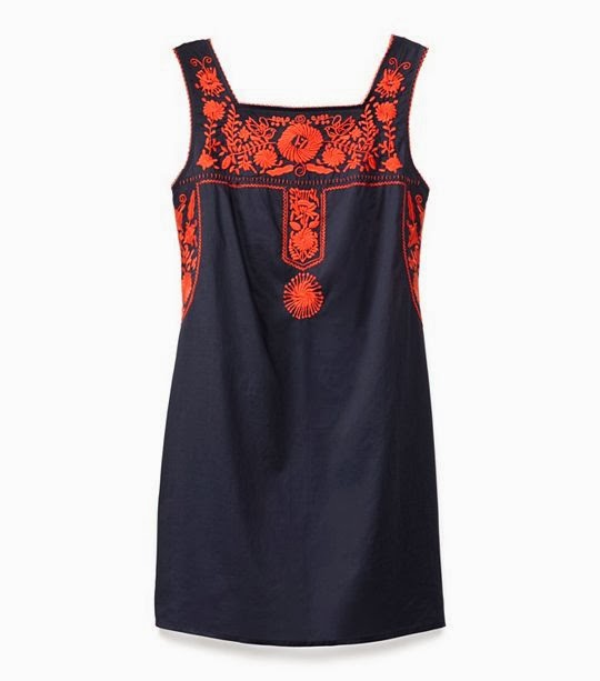 Tory Burch Lily Navy Blue Embroidered Dress M Tory Burch