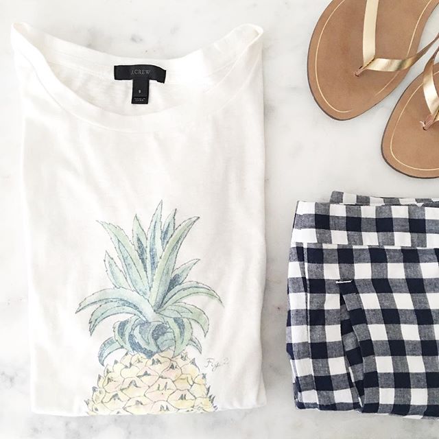 J.Crew-pineapple-tee-gingham-shorts