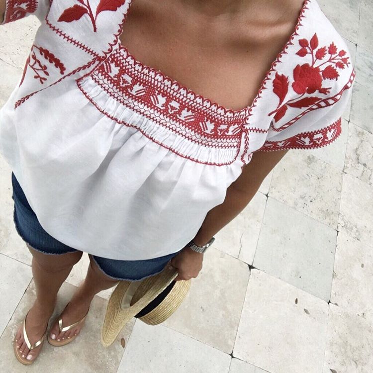 embroidered madewell top