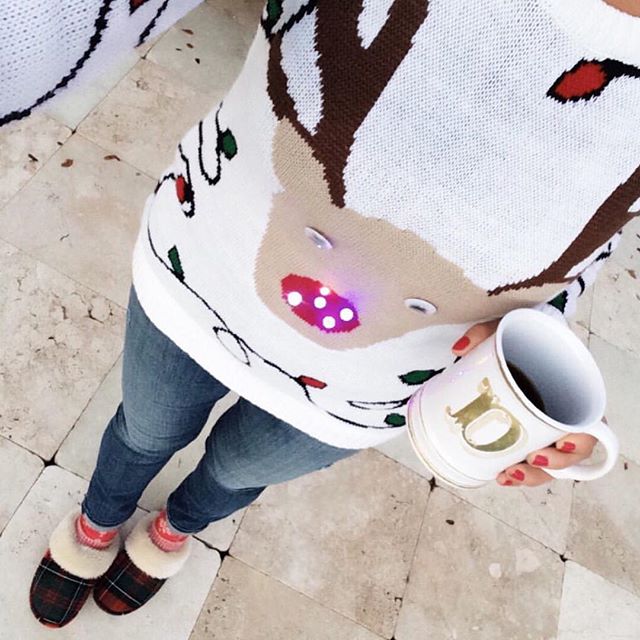 Christmas reindeer light-up sweater 