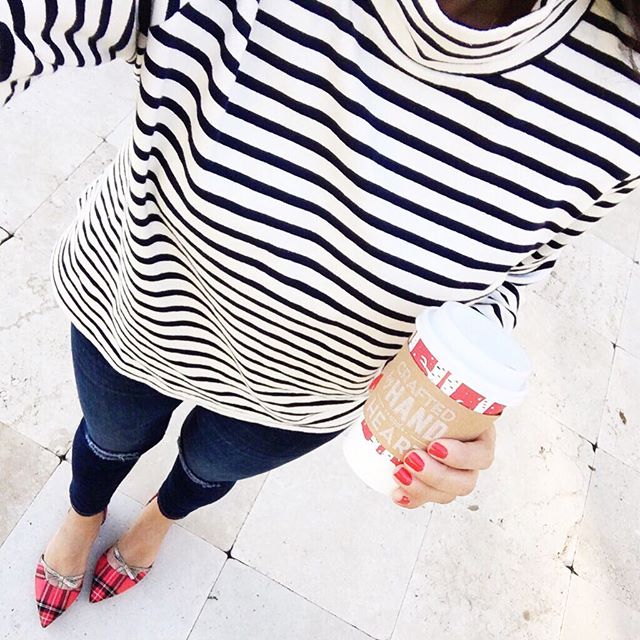 striped cowl neck J.Crew top