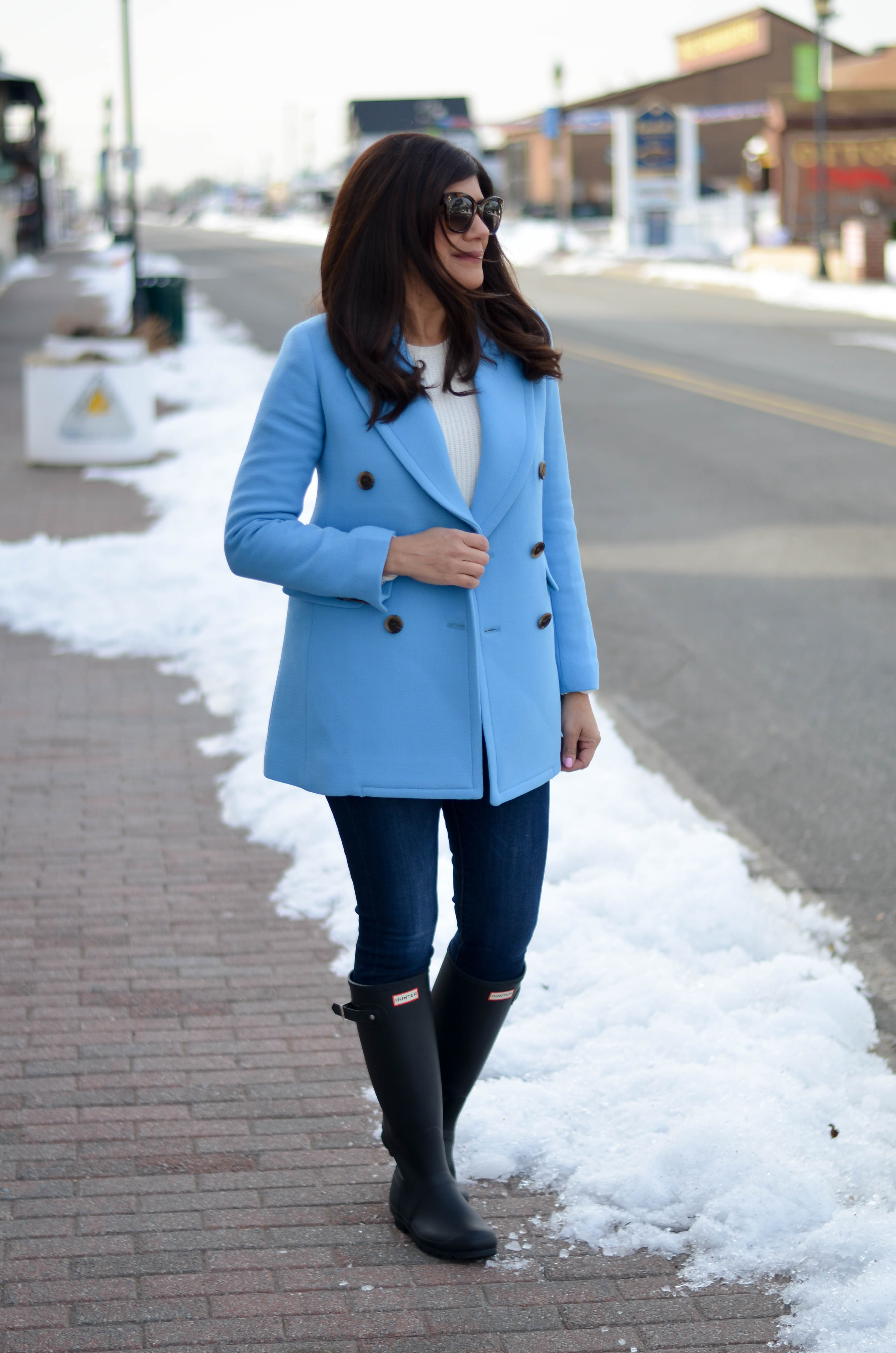 J.Crew double breasted coat cornflower blue