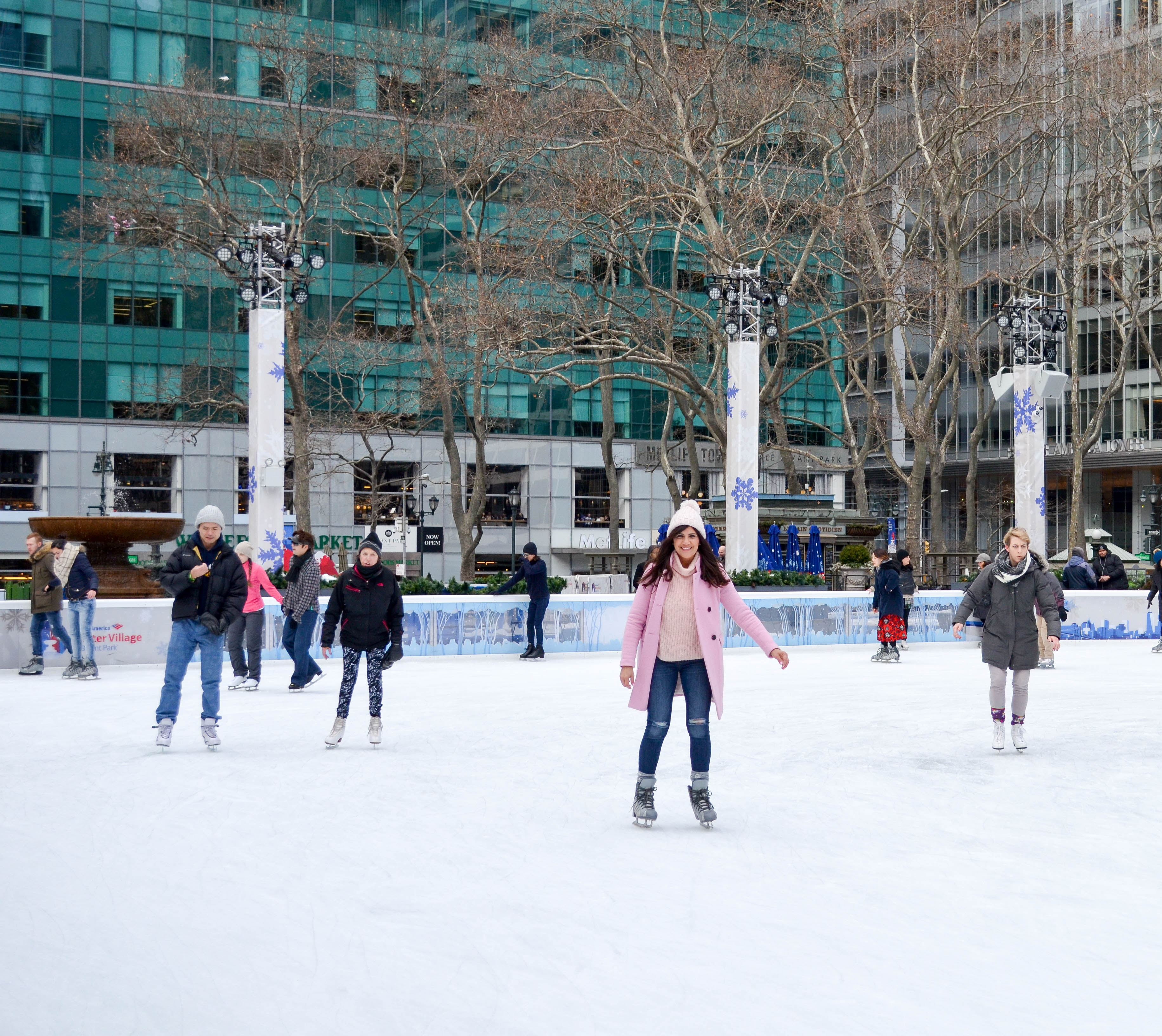 ice skating in Bryant Park