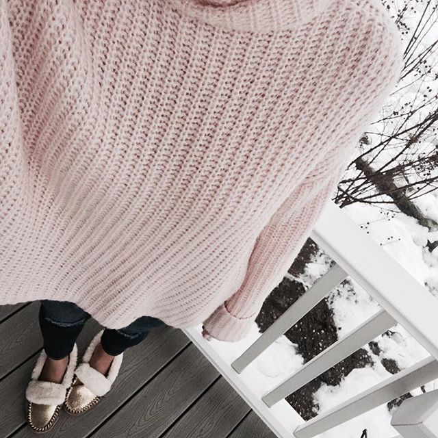 Leith chunky turtleneck sweater in blush