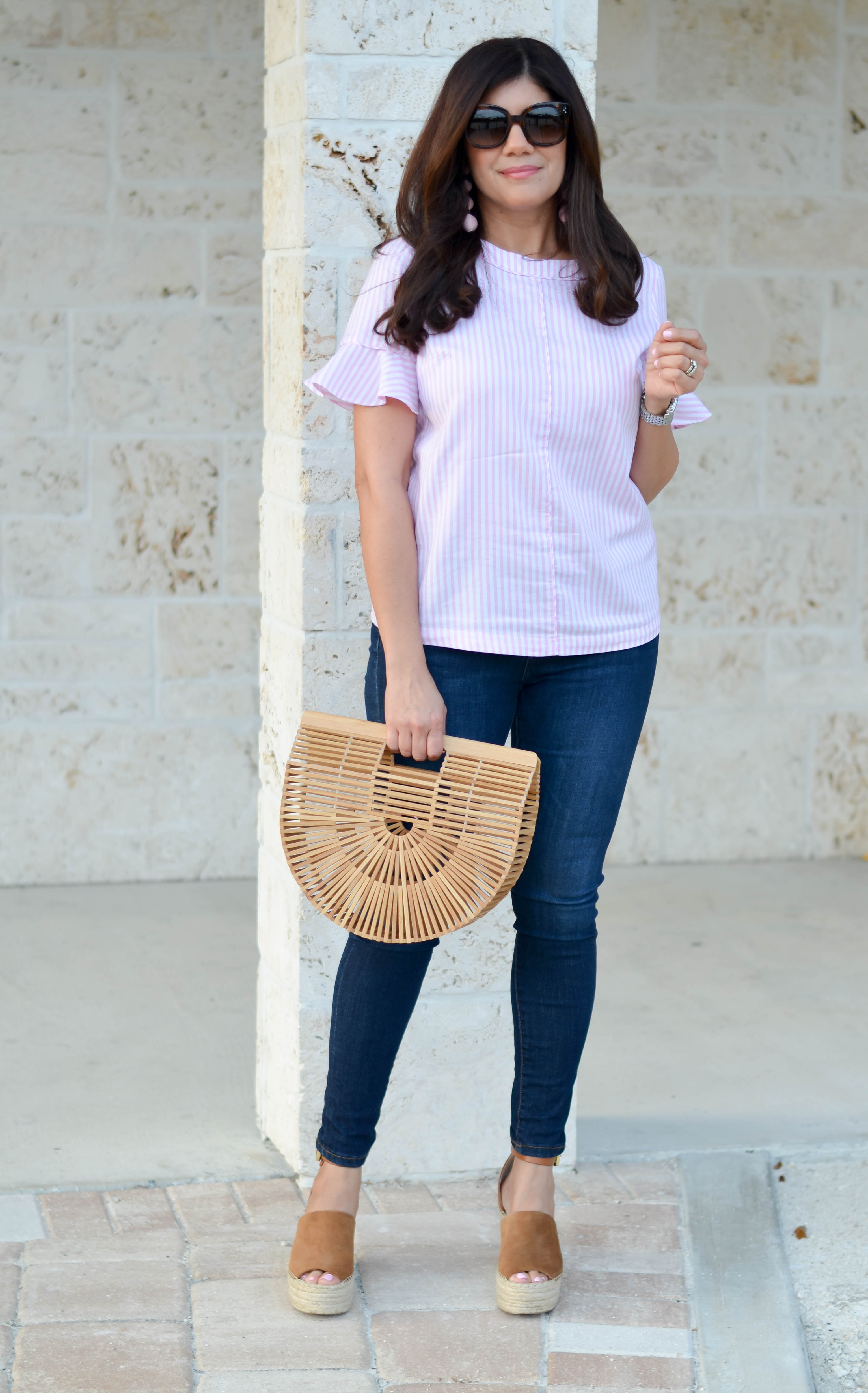 flutter sleeve striped top