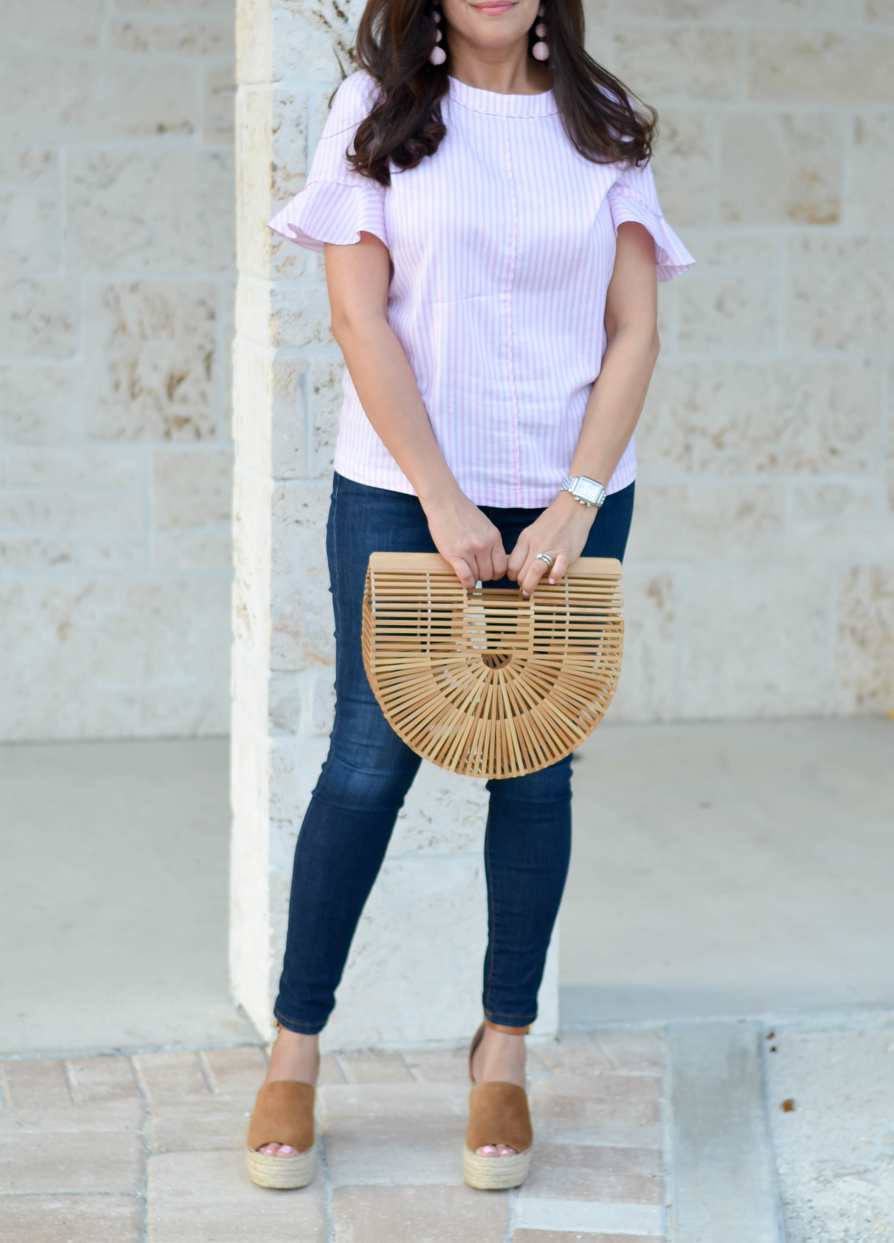 flutter sleeve striped top