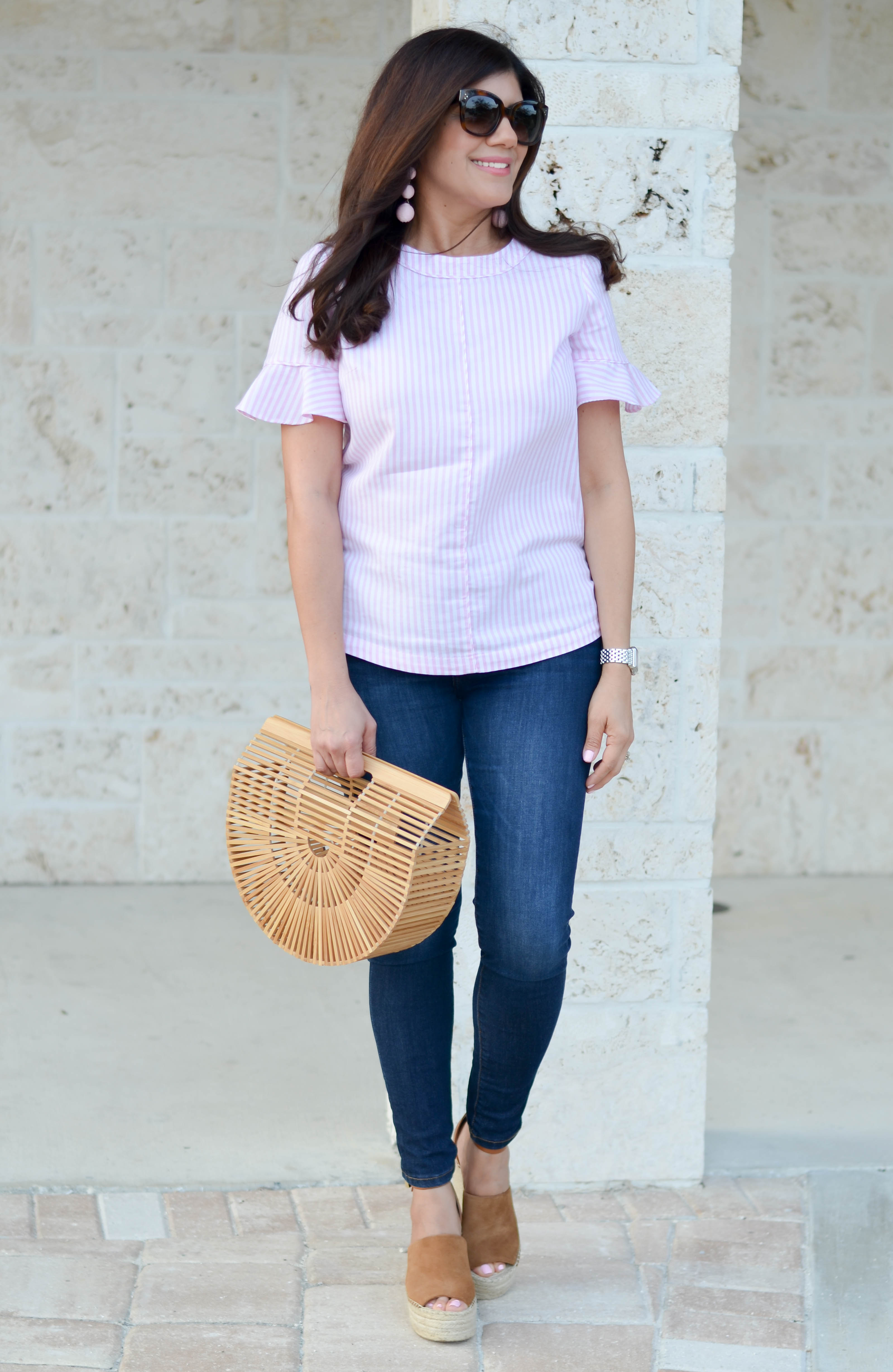 flutter sleeve striped top