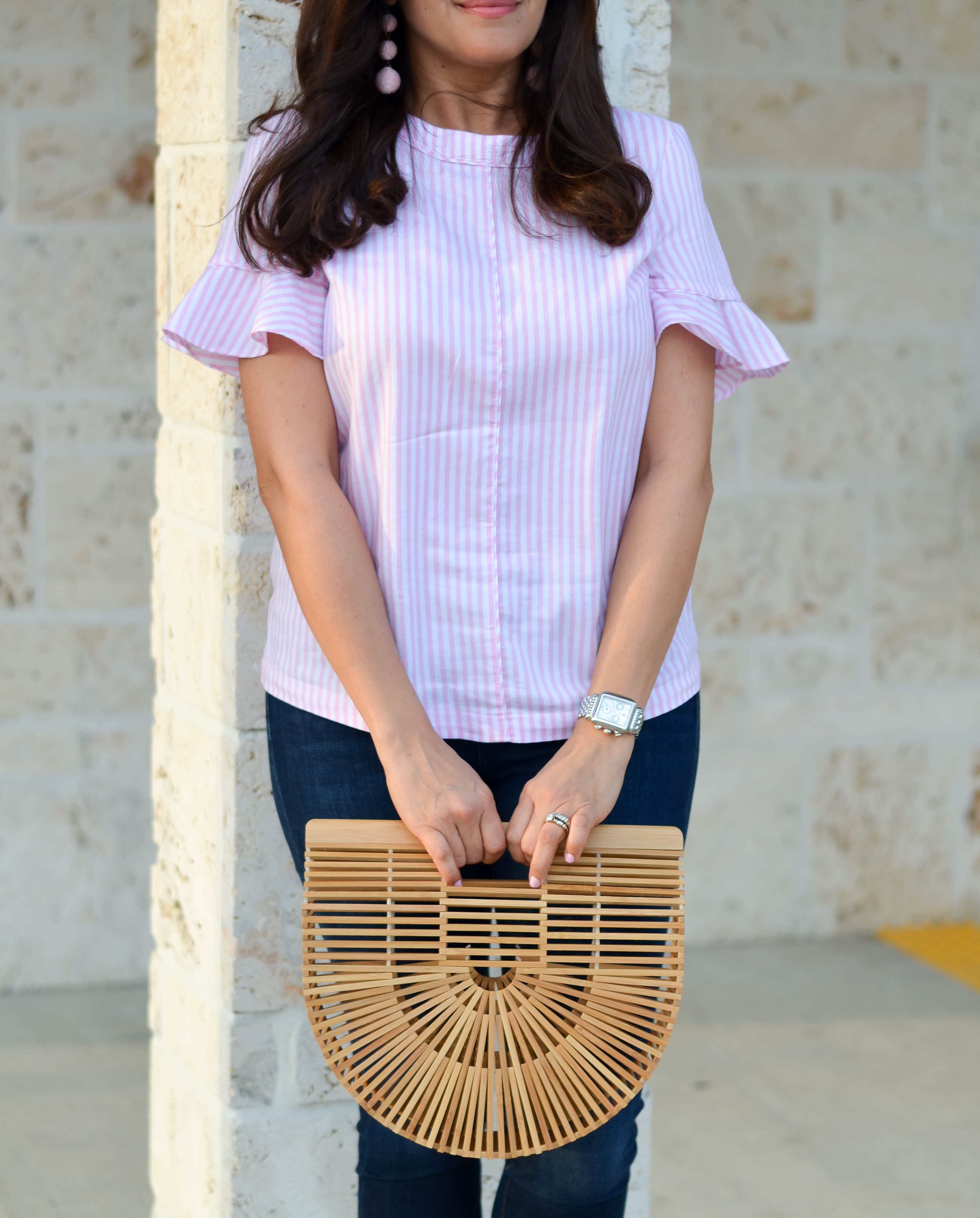 flutter sleeve striped top