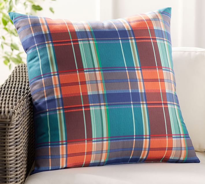 Pottery Barn plaid summer pillow