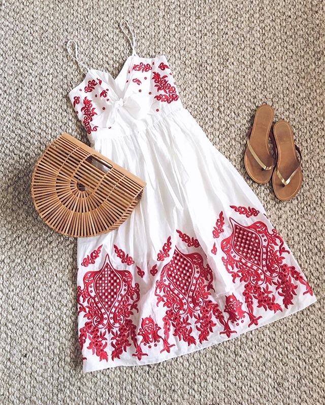 red carter embroidered dress