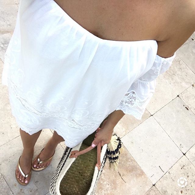 white off the shoulder lace embroidered dress