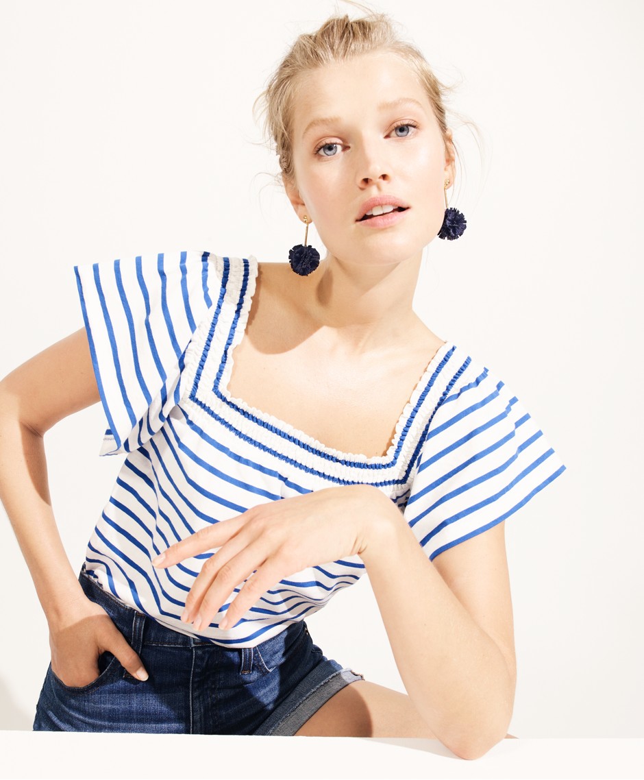 Smocked top in stripe