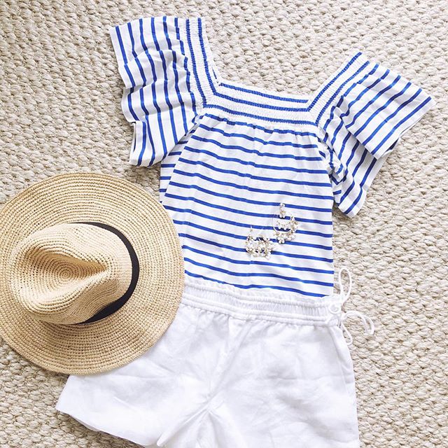 J.Crew summer flutter sleeve stripe top