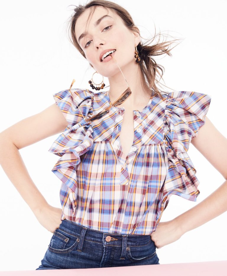 J.Crew plaid ruffle top
