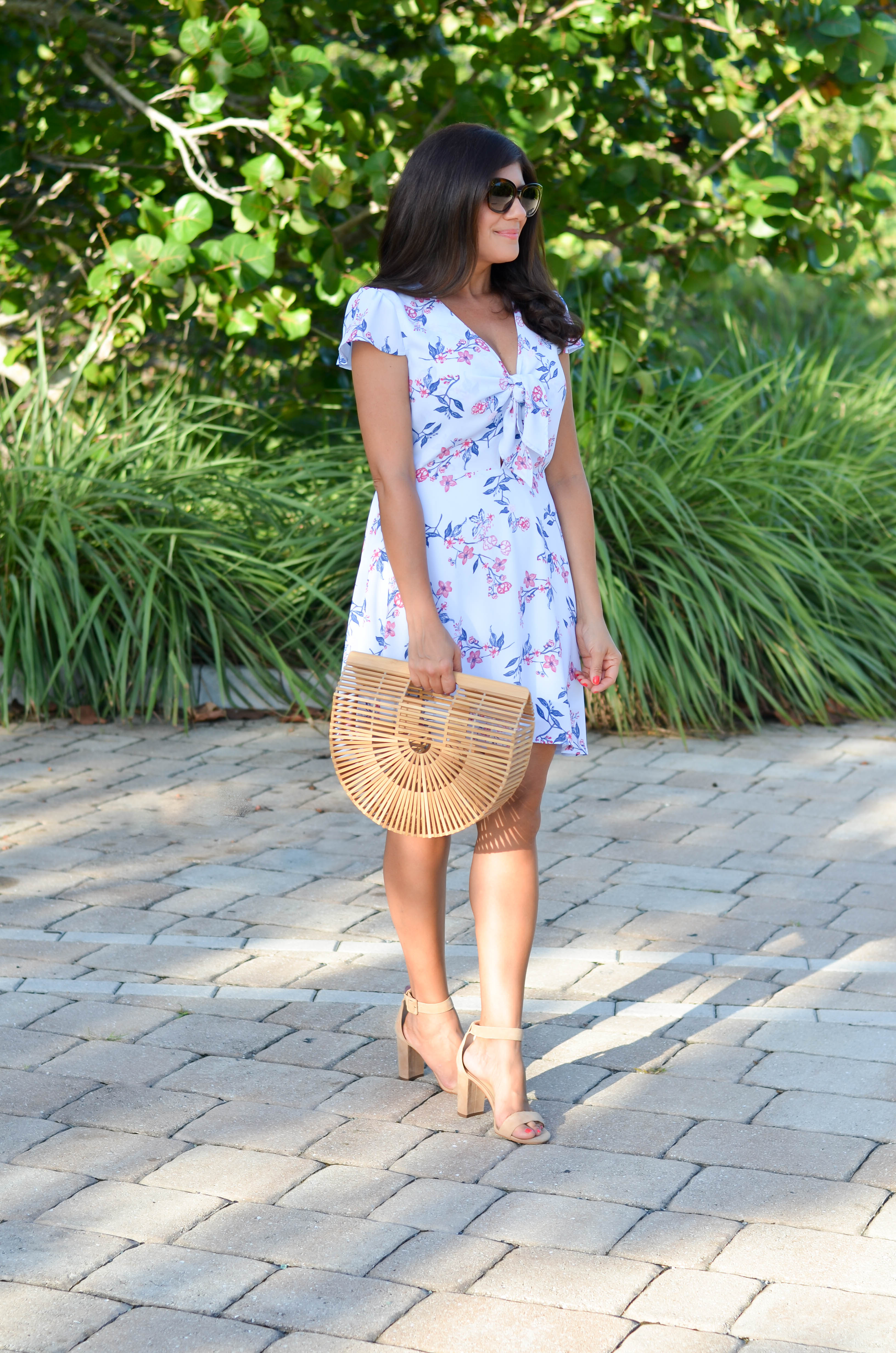 floral tie front dress