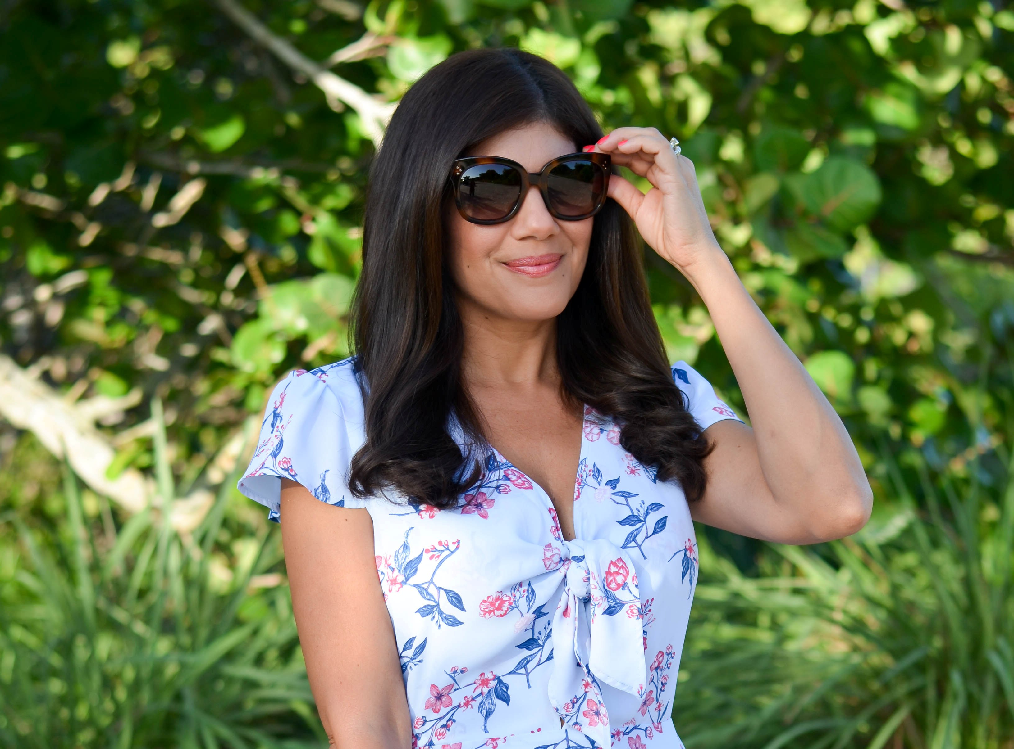 floral tie front dress