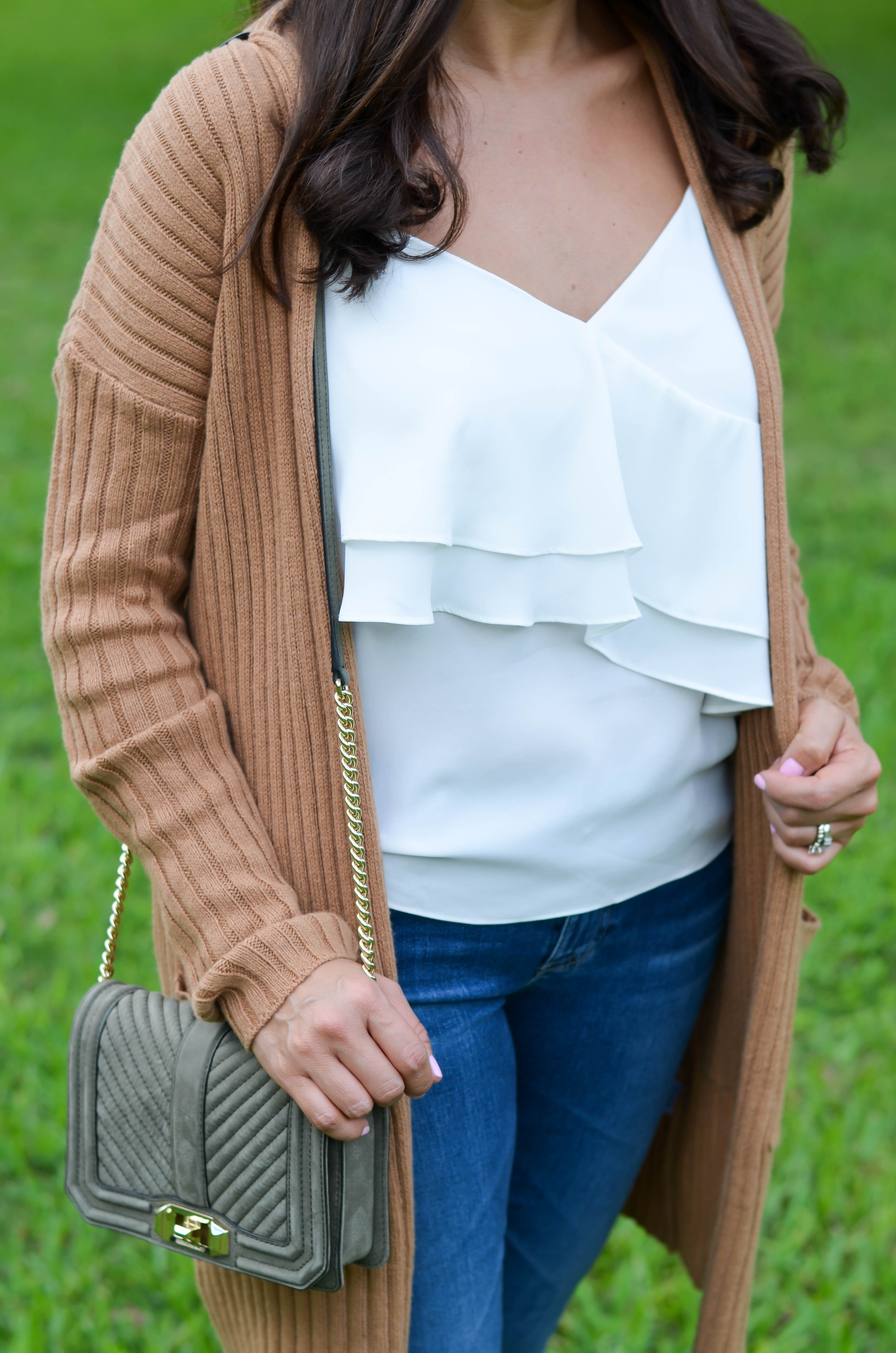 Desiree of Beautifully Seaside wears a fall cardigan by BP. that costs uner $100