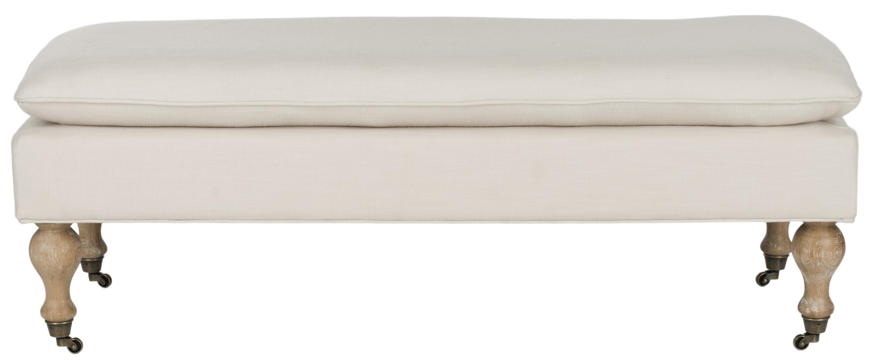 Safavieh-Hampton-Cream-Pillowtop-Oakwood-Bench