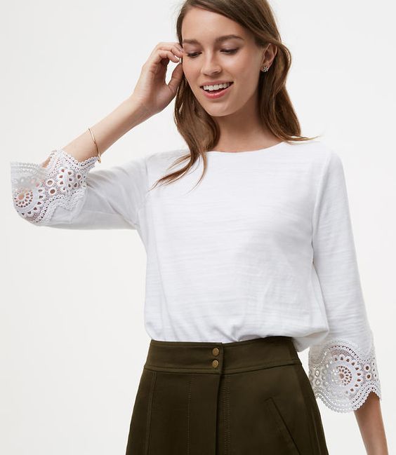 lace cuff tee LOFT