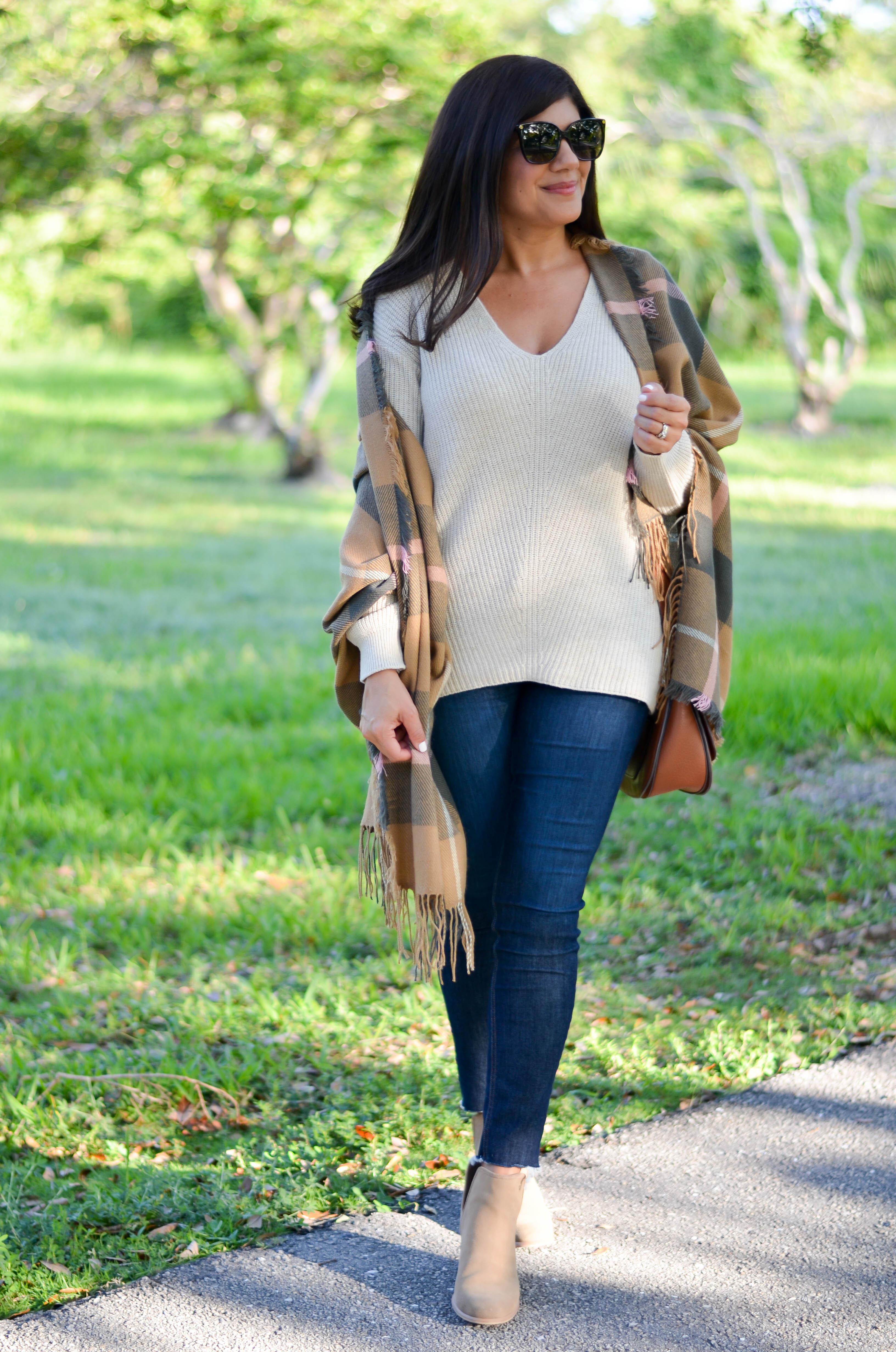 fall plaid scarf + best high waisted jeans