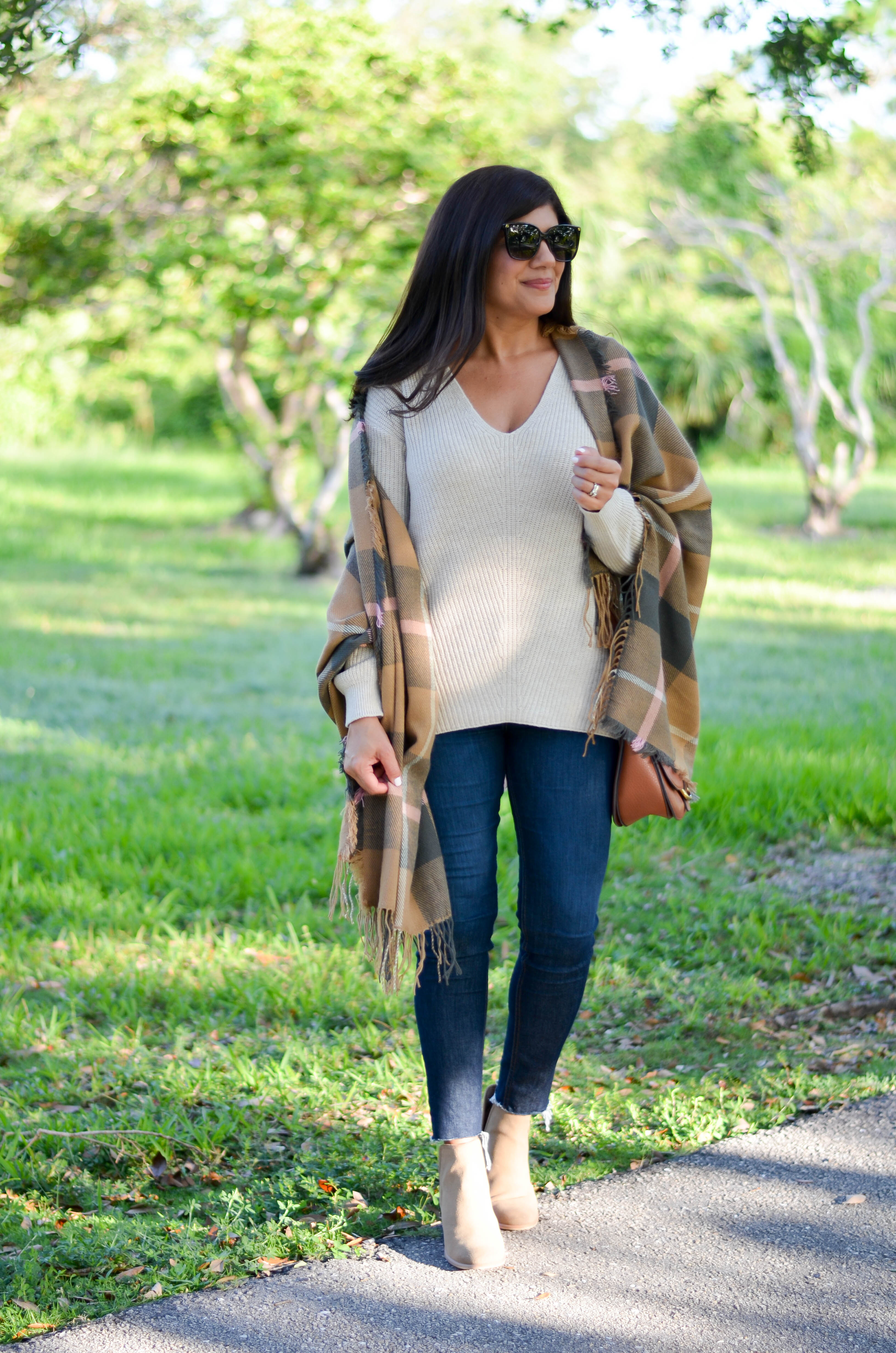 fall plaid scarf + best high waisted jeans