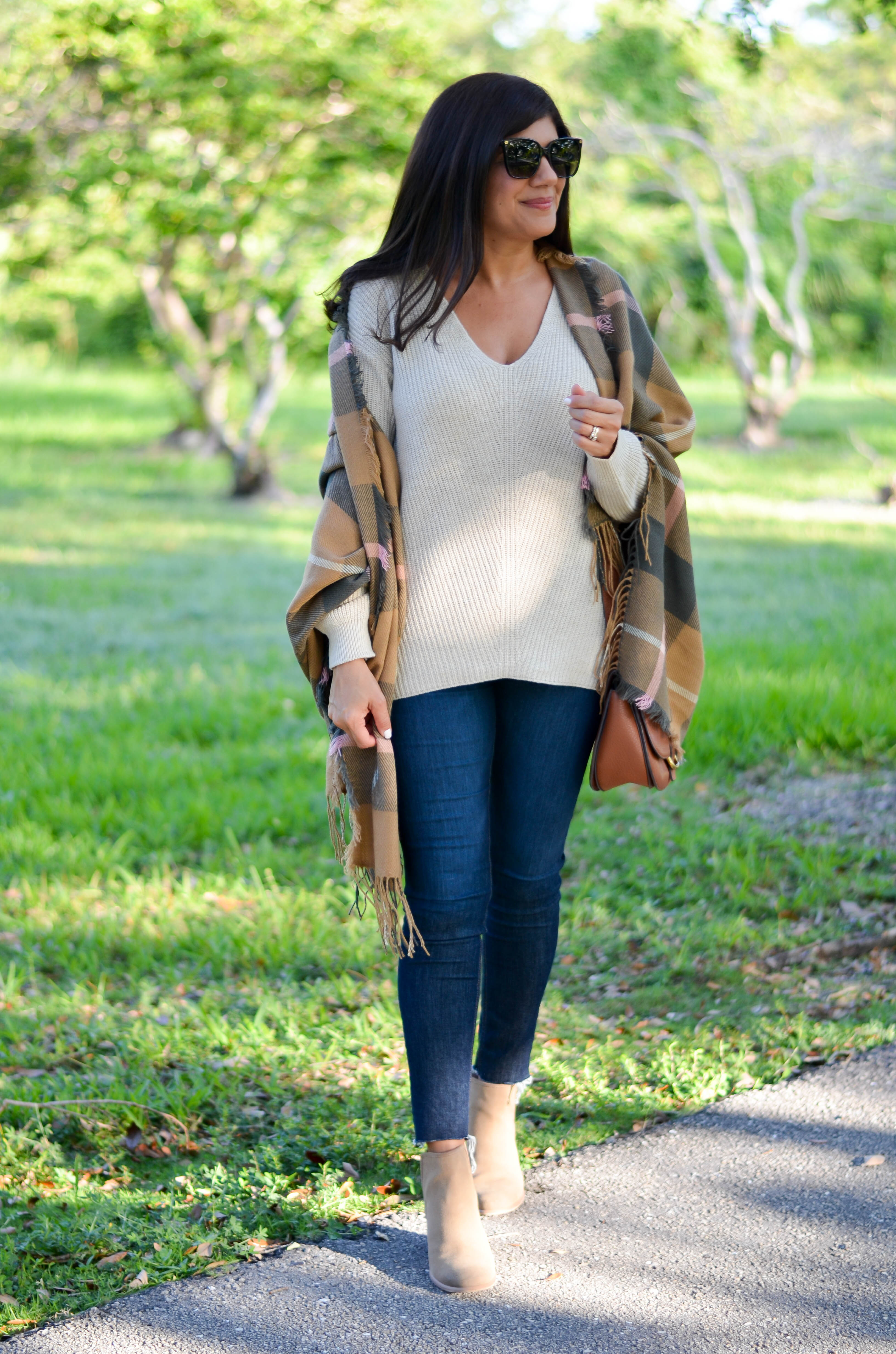 fall plaid scarf + best high waisted jeans