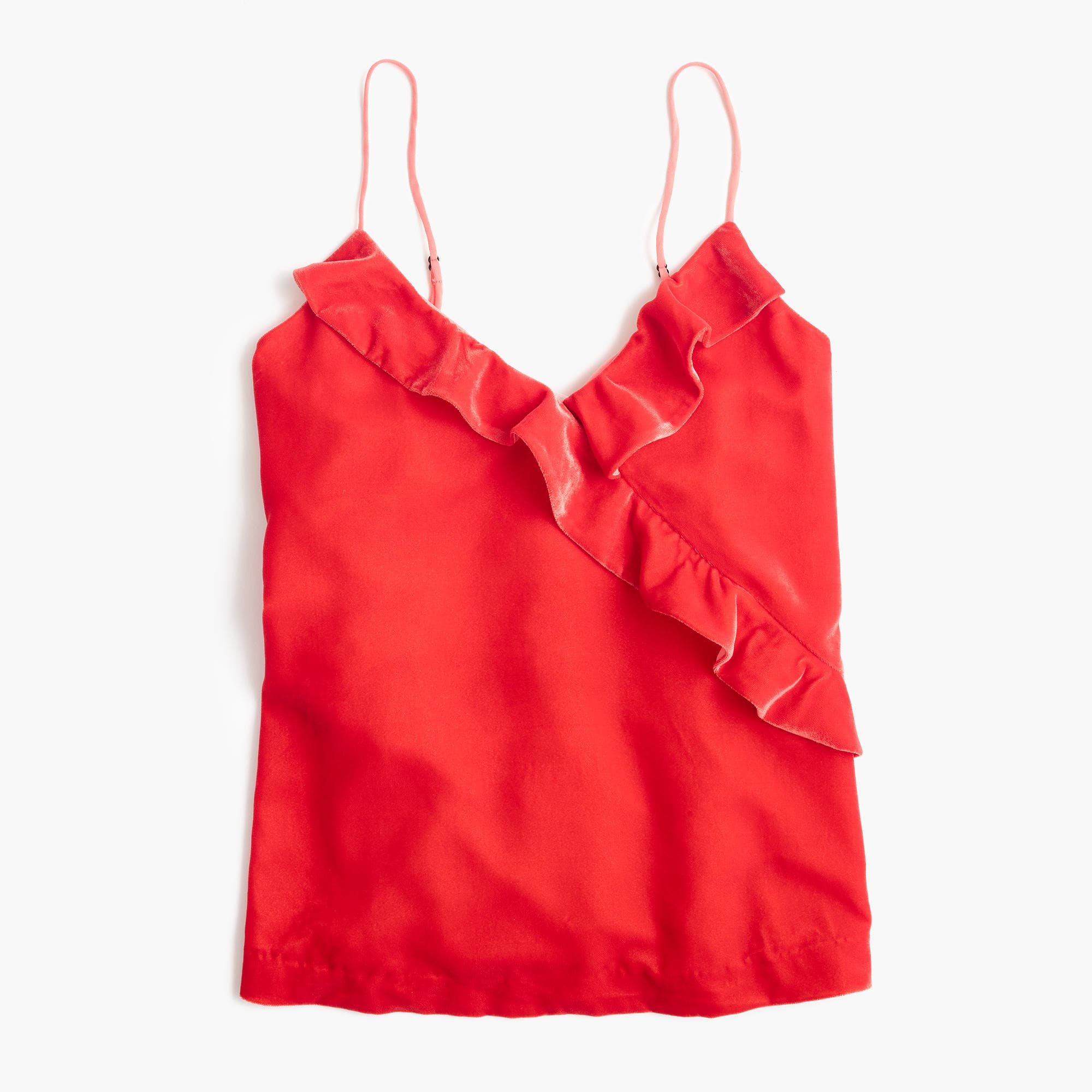 J.Crew velvet going out cami with ruffles