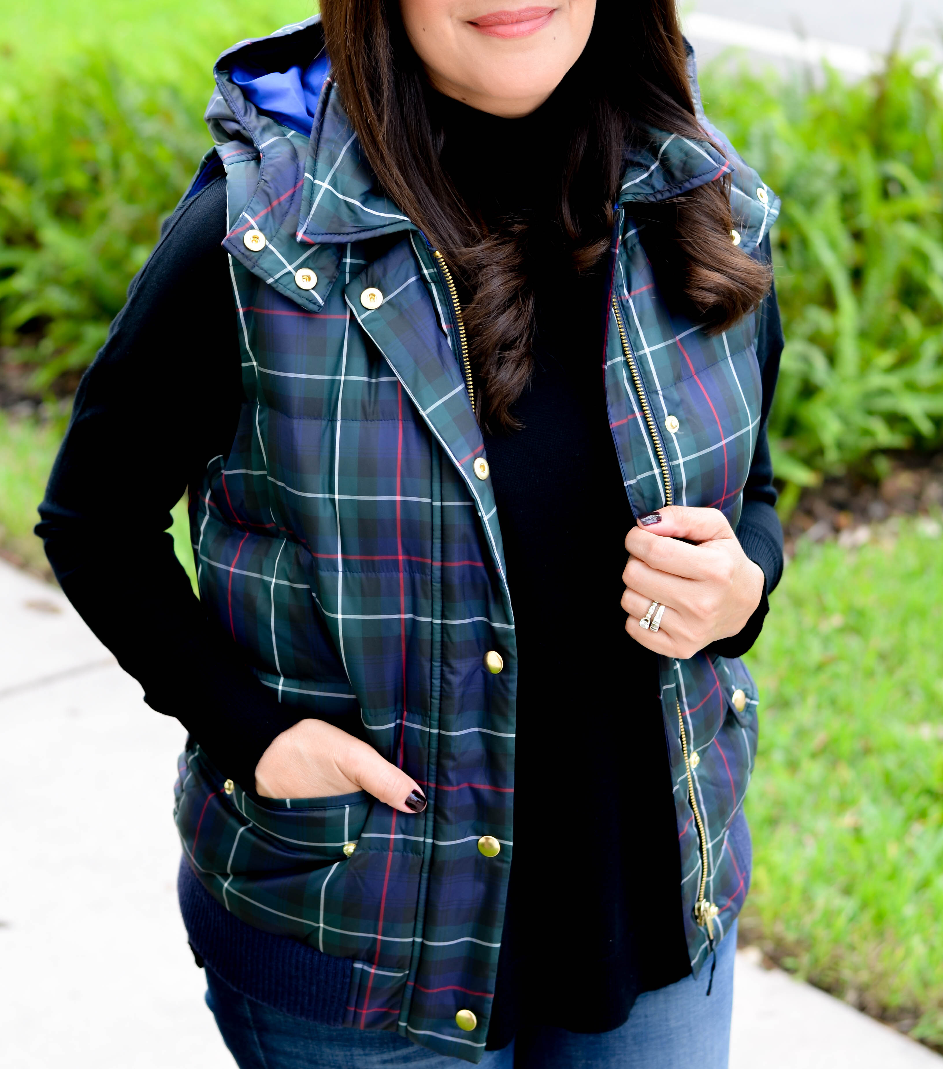 J.Crew  tartan plaid puffer vest