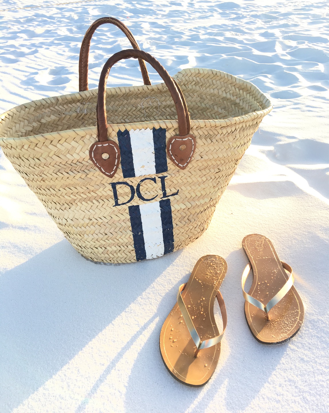 Straw monogram beach tote 30A