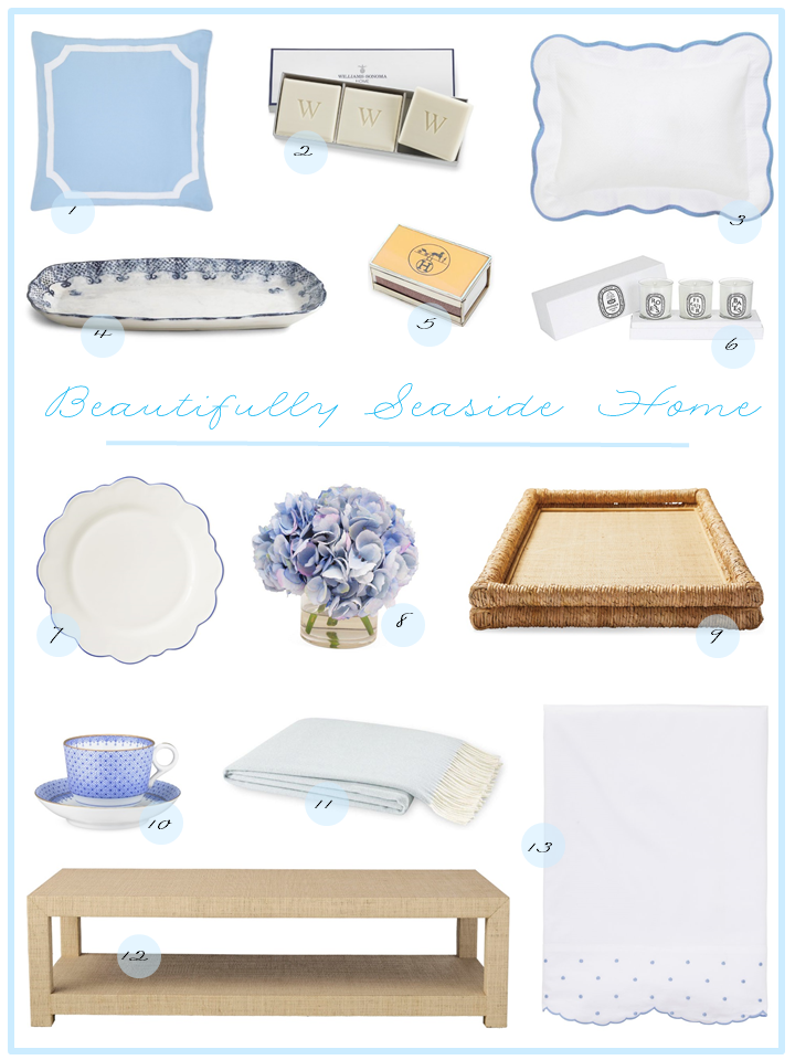 blue and white home decor