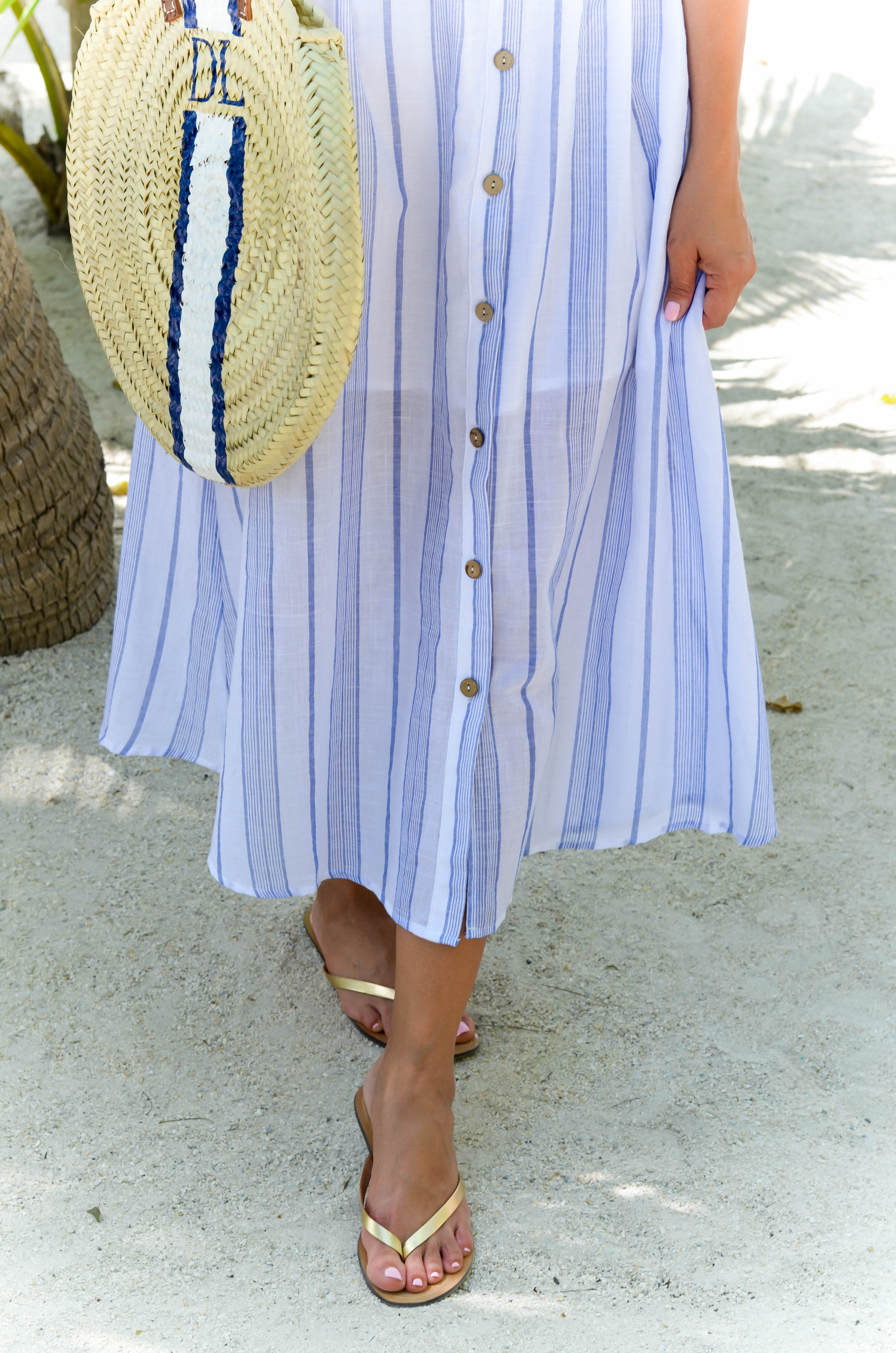 Blue and White Striped Summer Dress