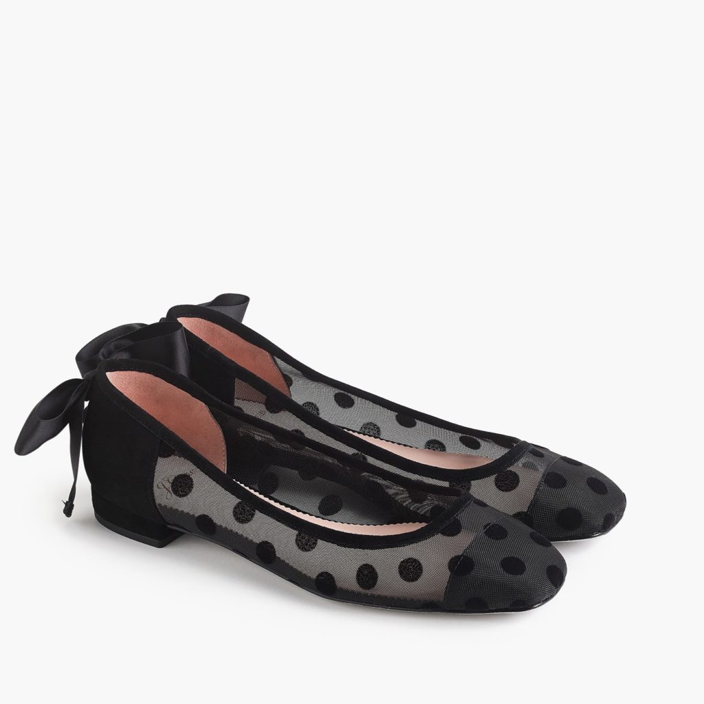 J.Crew Poppy ballet flats in polka-dot mesh