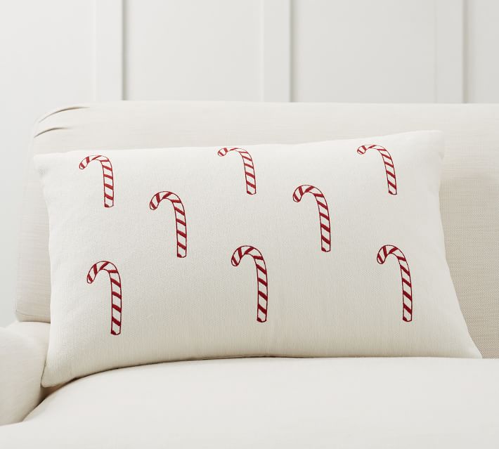 Candy cane embriodered pillow from Pottery Barn