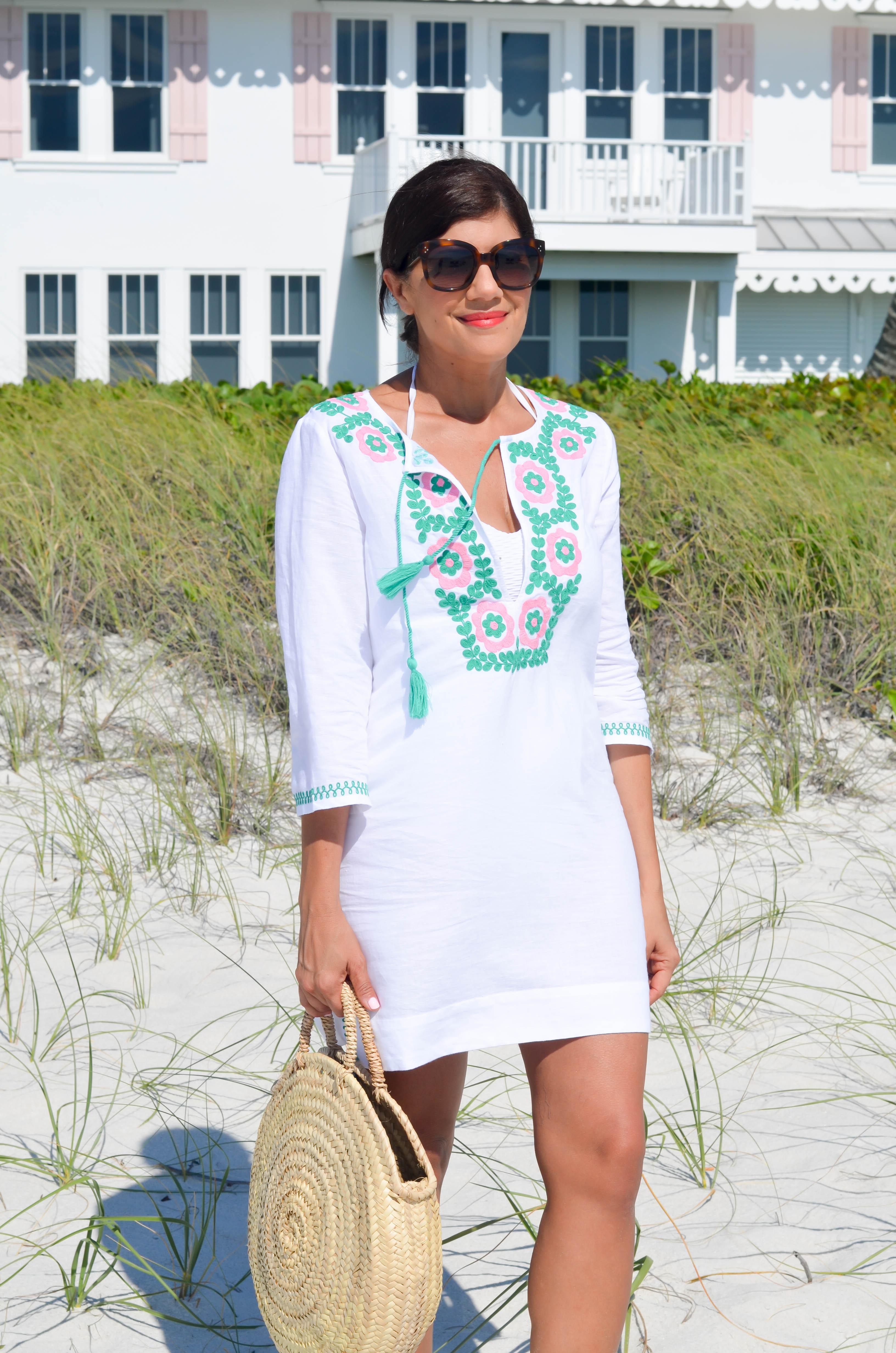 J.CREW EMBROIDERED BEACH TUNIC 