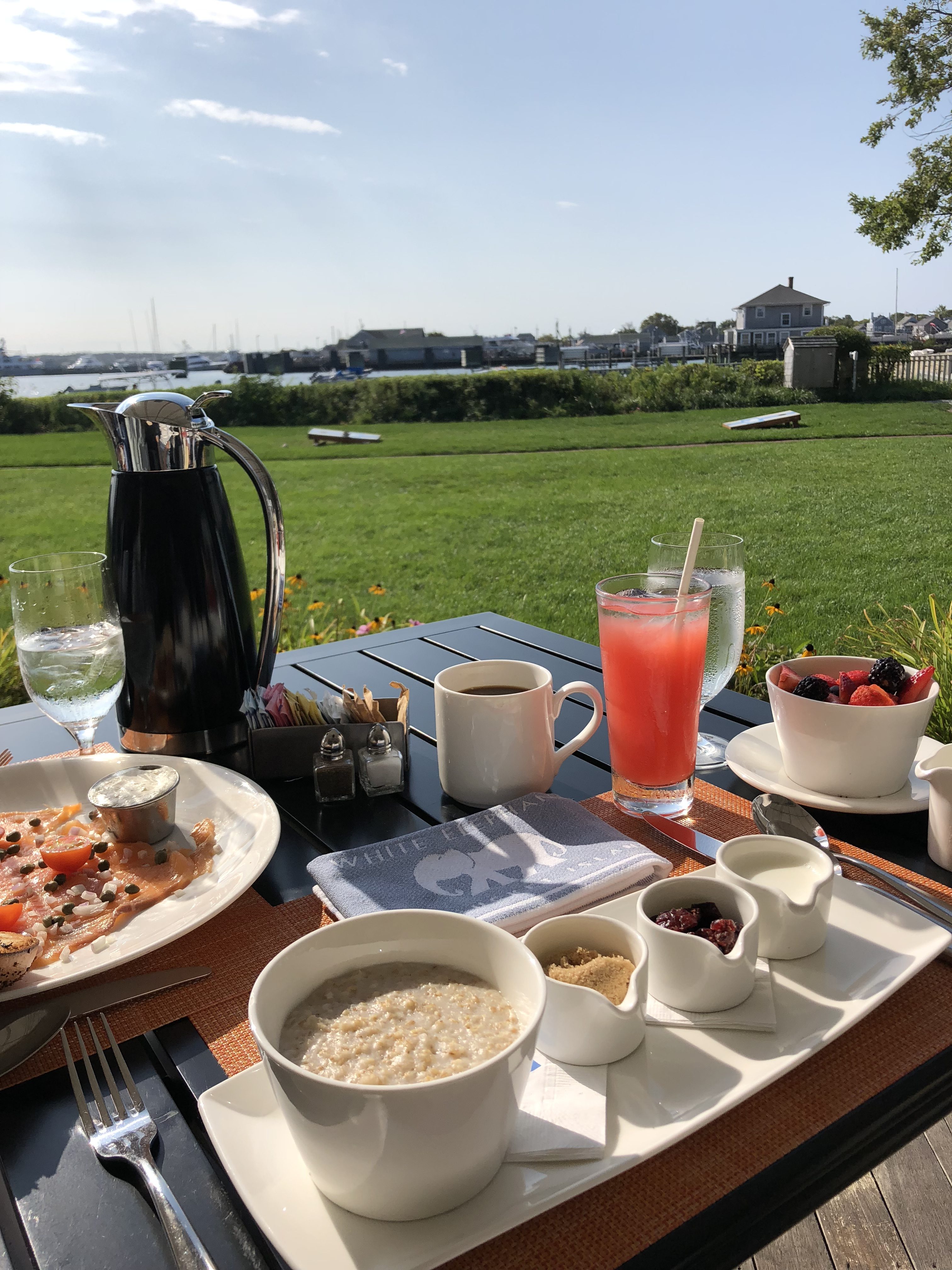 Coffee with Desi in Nantucket at the White Elephant, Penny Knot Mules