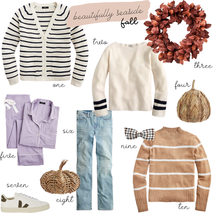 A FALL WEEKEND WISHLIST: cozy cardigan, sweaters, jeans, rattan pumpkins