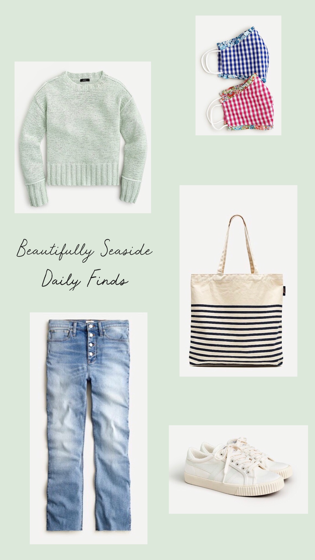 Casual outfit idea by J.Crew featuring a blue and white striped turtleneck and 10" crop jeans