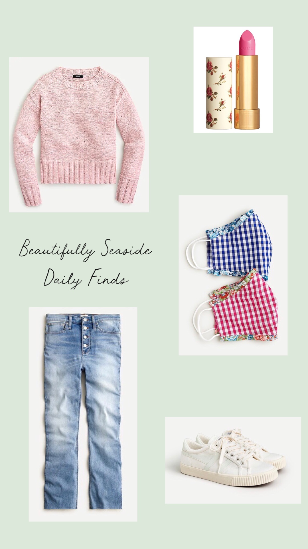 Casual outfit idea by J.Crew featuring a pink crewneck sweater and 10" crop jeans