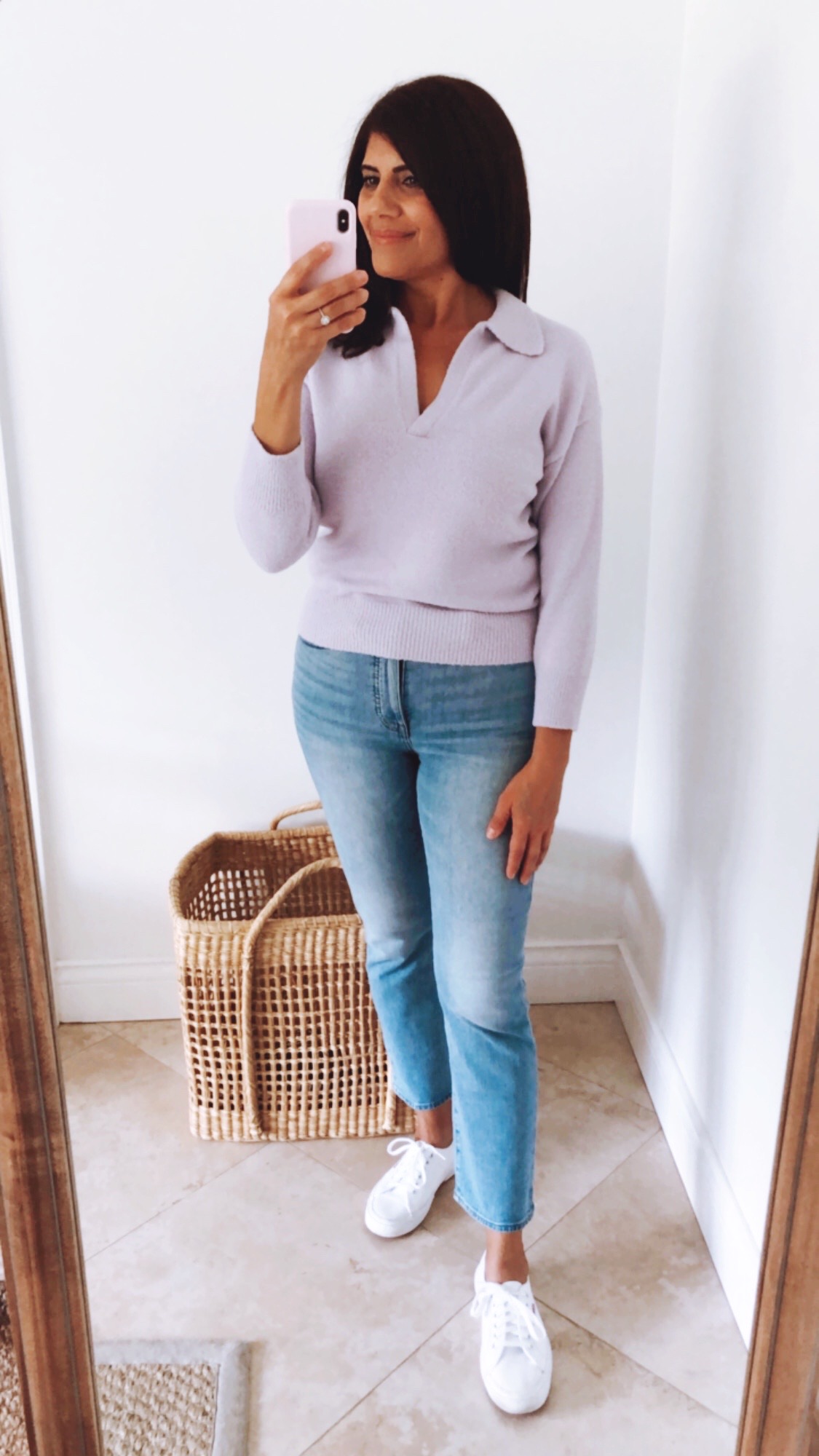 Desiree Leone of Beautifully Seaside blog shares a spring try-on session featuring Madewell jeans and tops from Anthropologie, Madewell, and Ann Taylor.