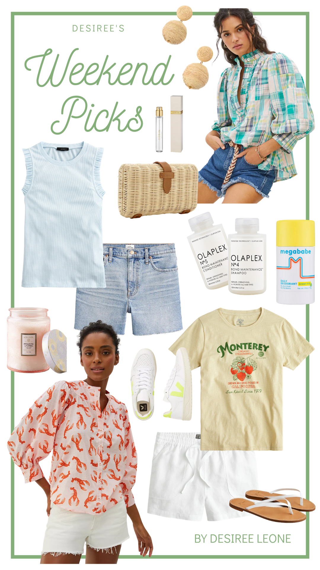 Desiree Leone of Beautifully Seaside features Desiree's Weekend Picks filled with lots of gorgeous styles from spring and summer, including a madras top!