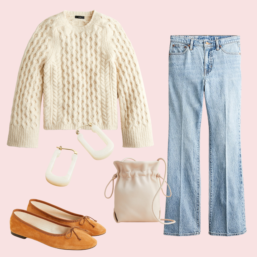 J.Crew Boucle Sweater and Jeans Outfit