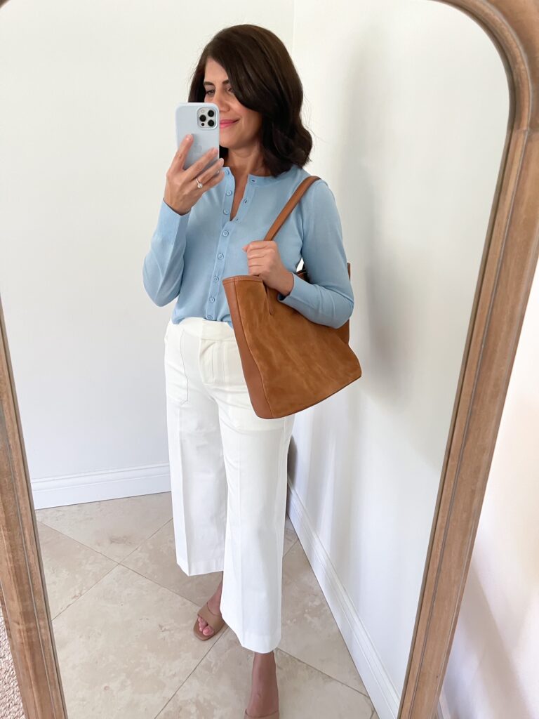 J.CREW WIDE LEG PANTS STYLED 5 WAYS FOR FALL by Desiree Leone of Beautifully Seaside