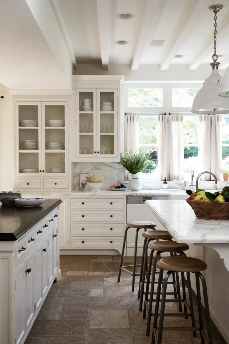 Desiree Leone of Beautifully Seaside shares how to get the dreamy Nancy Meyers kitchen look with just a few touches.