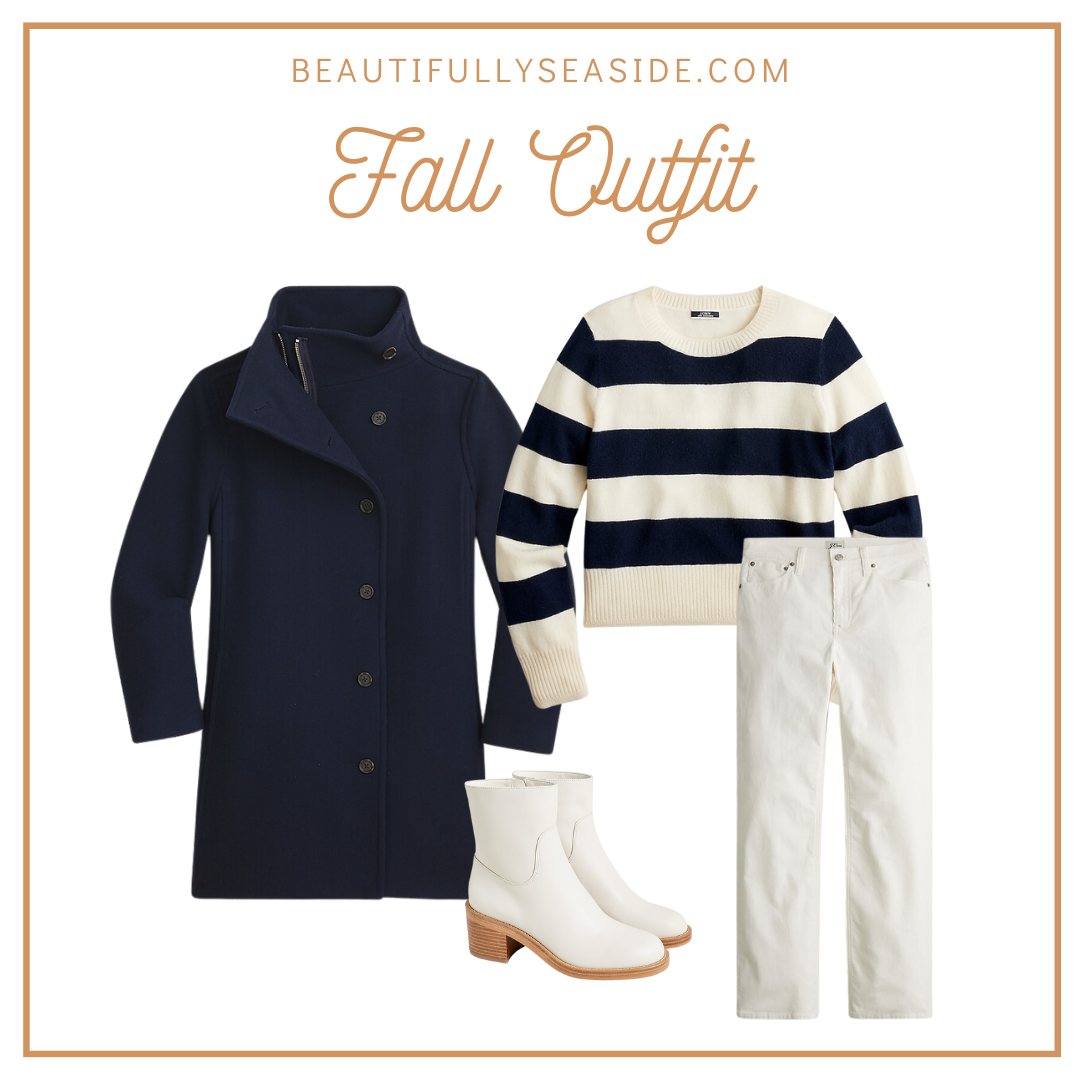 Desiree Leone of Beautifully Seaside features new J.Crew fall arrivals nautical outfit.