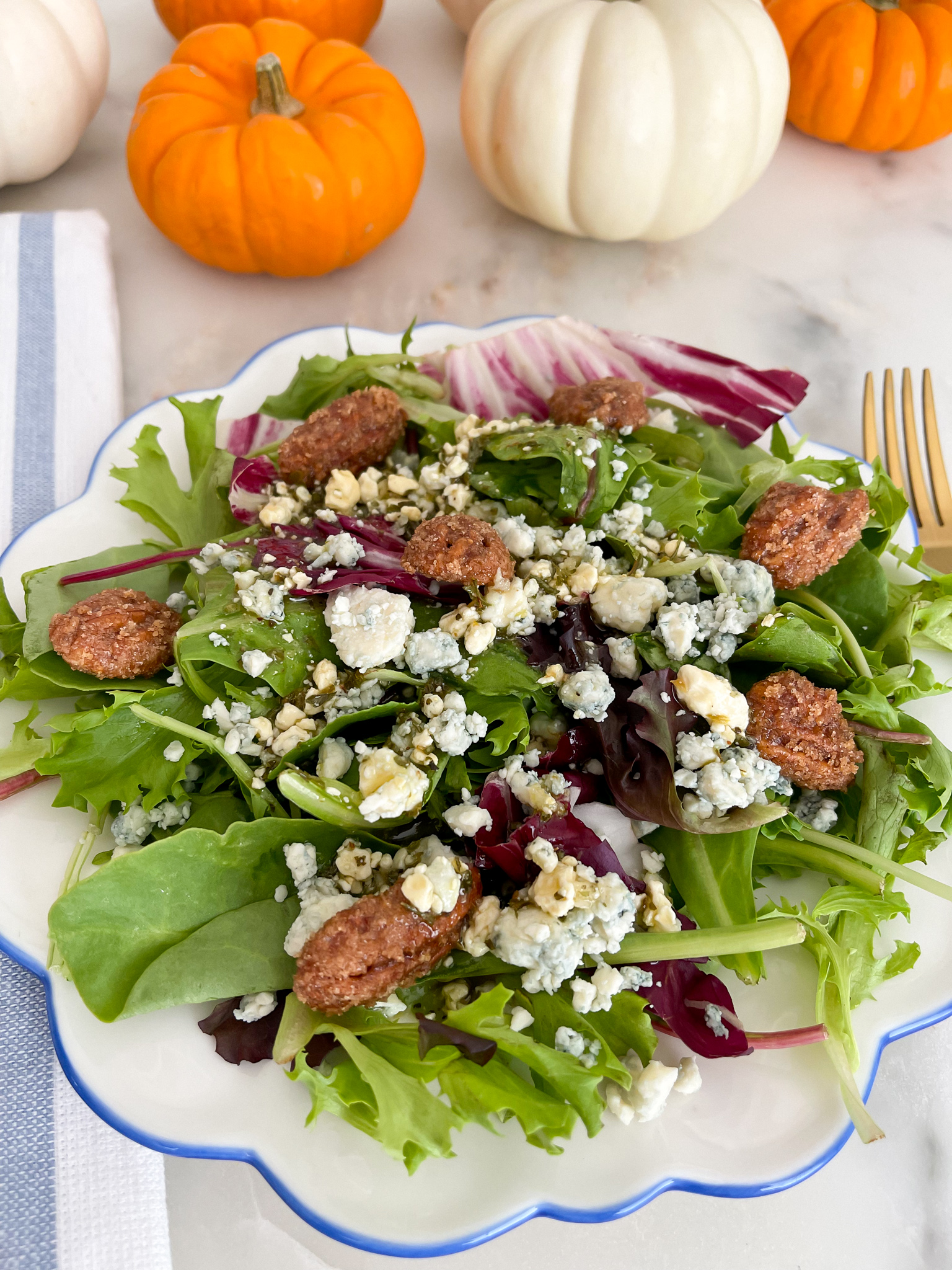 Desiree Leone of Beautifully Seaside features a delicious harvest salad with praline pecans.