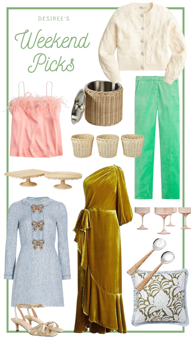 Shop Desiree's Holiday Weekend Picks that are on sale for Black Friday and Cyber Monday, including rattan home decor and holiday styles.