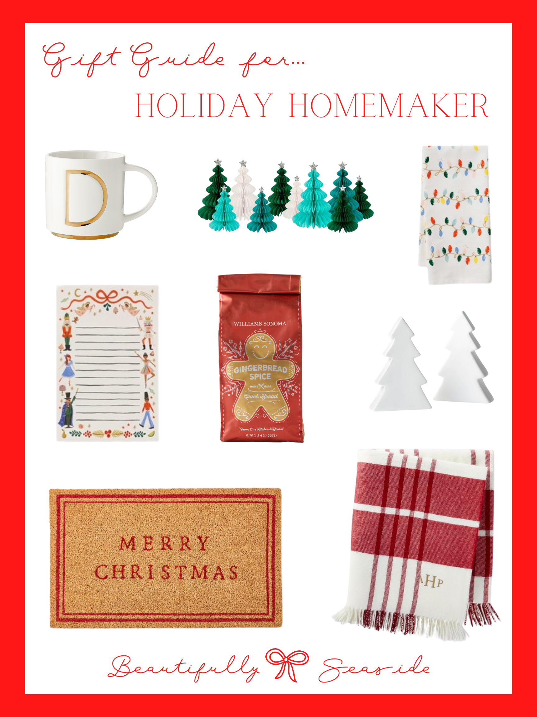 Desiree Leone of Beautifully Seaside features, The Holiday Homemaker Gift Guide. Shop festive gifts to give to friends and family.