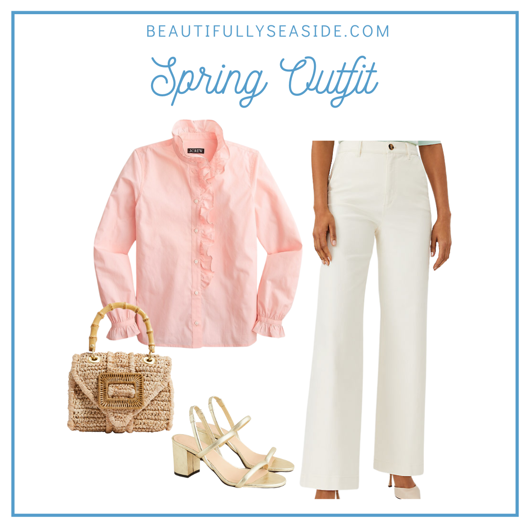 Desiree Leone of Beautifully Seaside features 3 ways to style the most flattering white trouser jeans for spring.