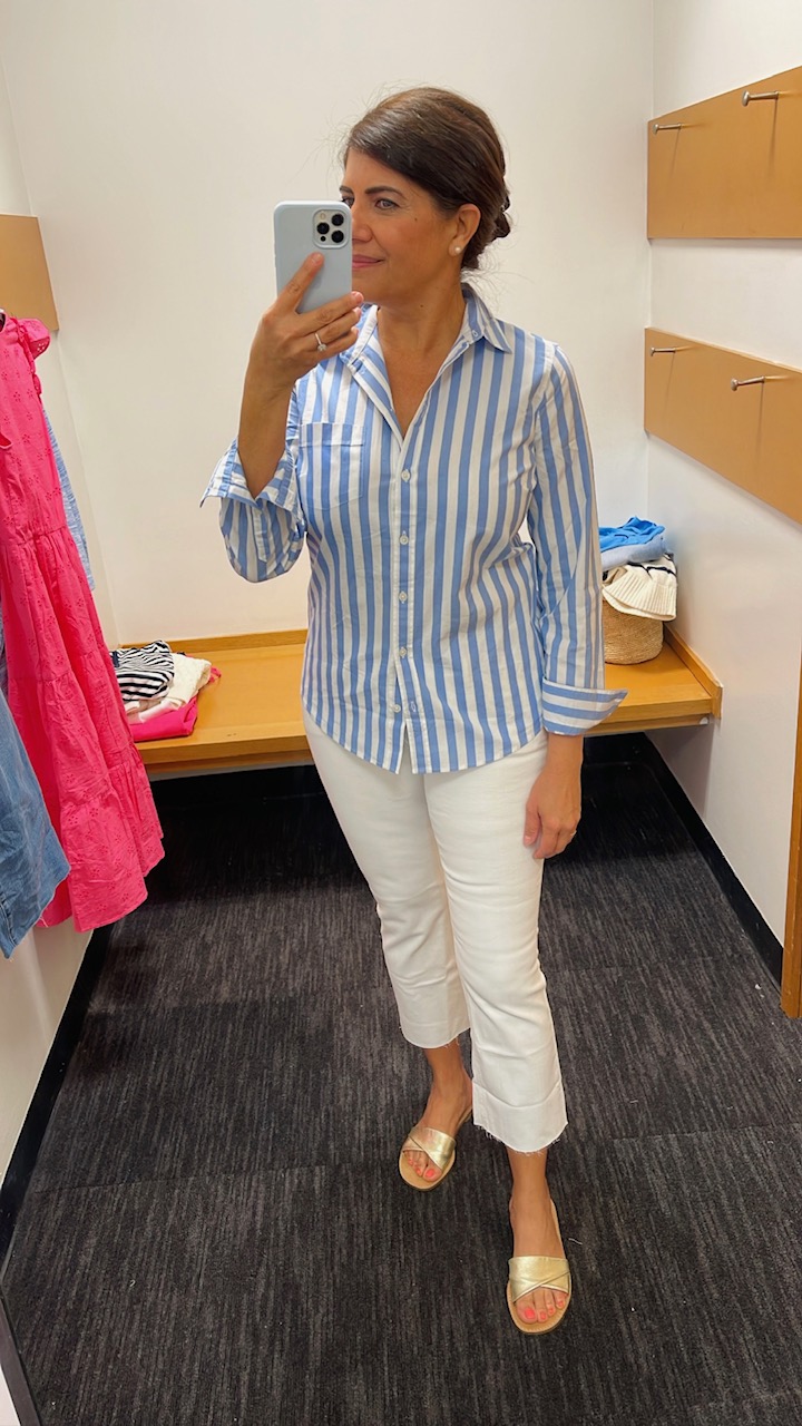 Desiree Leone of Beautifully Seaside features a J.Crew Factory spring try-on session where everything is on sale!